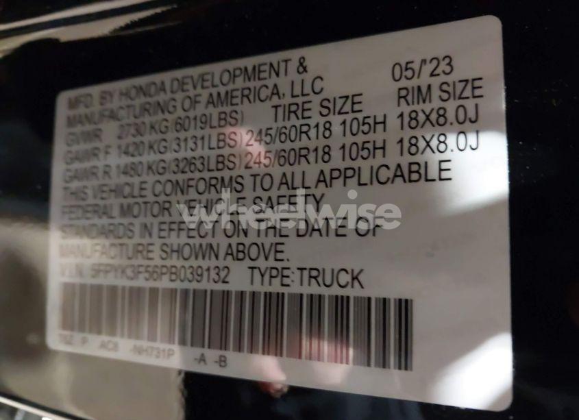 Photo 9 of 2023 Honda Ridgeline RTL (VIN 5FPYK3F56PB039132)