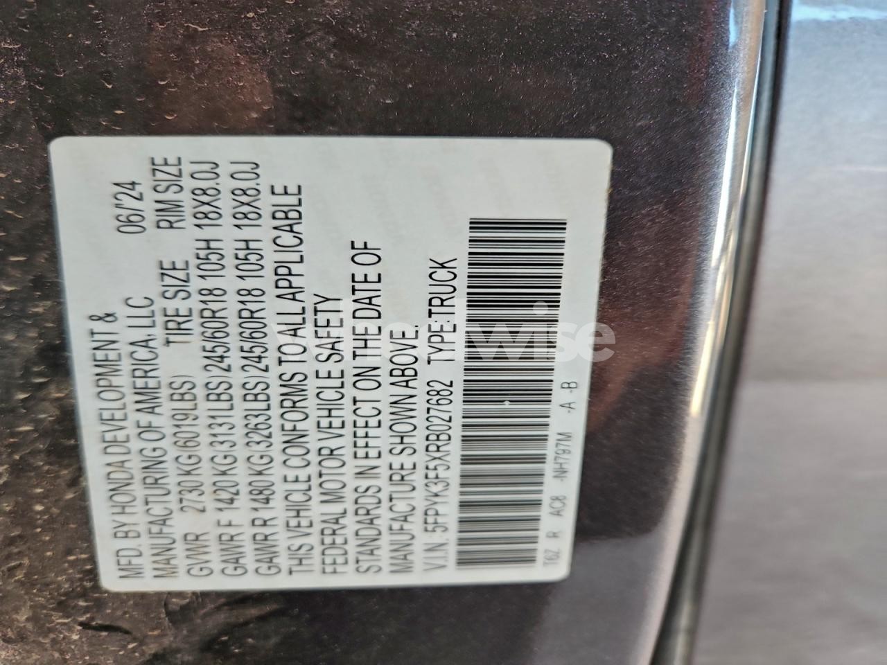 Photo 12 of 2024 HONDA RIDGELINE RTL N/A (VIN 5FPYK3F5XRB027682)