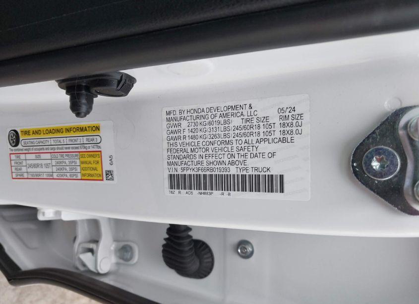 Photo 9 of 2024 Honda Ridgeline TRAILSPORT (VIN 5FPYK3F66RB019393)