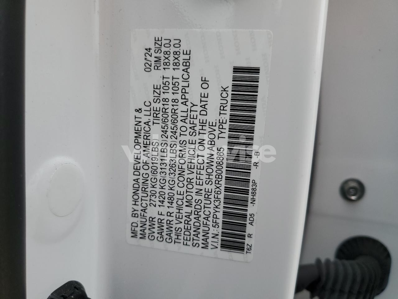 Photo 13 of 2024 HONDA RIDGELINE TRAIL SPORT (VIN 5FPYK3F6XRB008865)