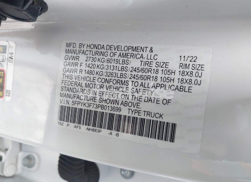 Photo 9 of 2023 Honda Ridgeline RTL-E (VIN 5FPYK3F73PB013699)