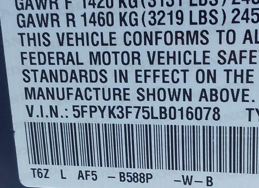 Photo 9 of 2020 Honda Ridgeline RTL-E (VIN 5FPYK3F75LB016078)