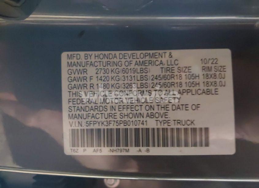 Photo 9 of 2023 Honda Ridgeline RTL-E (VIN 5FPYK3F75PB010741)