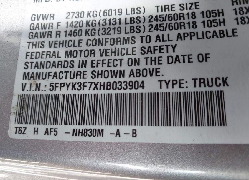 Photo 9 of 2017 Honda Ridgeline RTL-E (VIN 5FPYK3F7XHB033904)