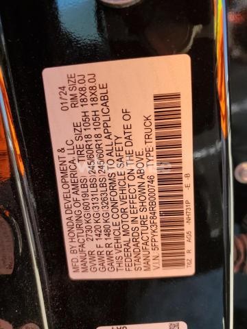 2024 HONDA RIDGELINE BLACK EDITION (VIN 5FPYK3F84RB000746) main photo