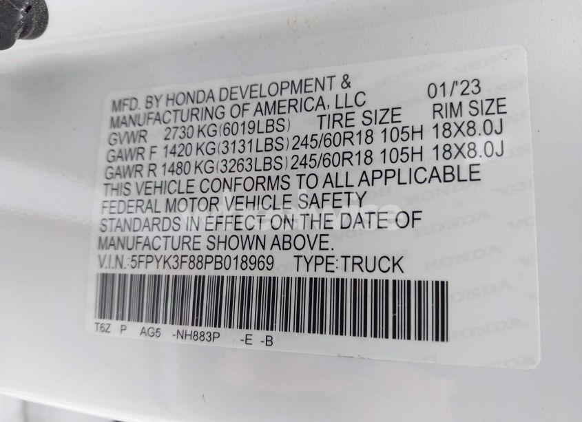 Photo 9 of 2023 Honda Ridgeline BLACK EDITION (VIN 5FPYK3F88PB018969)