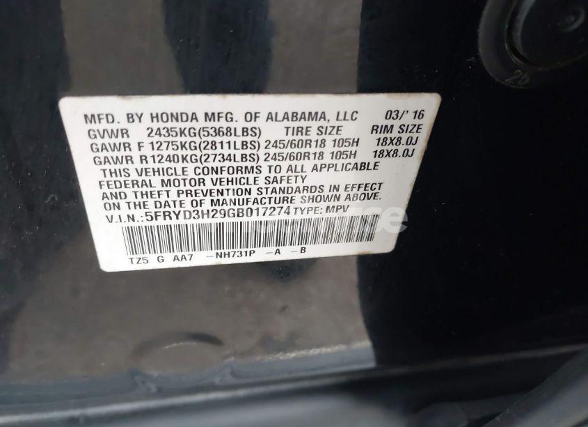 Photo 9 of 2016 Acura Mdx ACURAWATCH PLUS PACKAGE (VIN 5FRYD3H29GB017274)