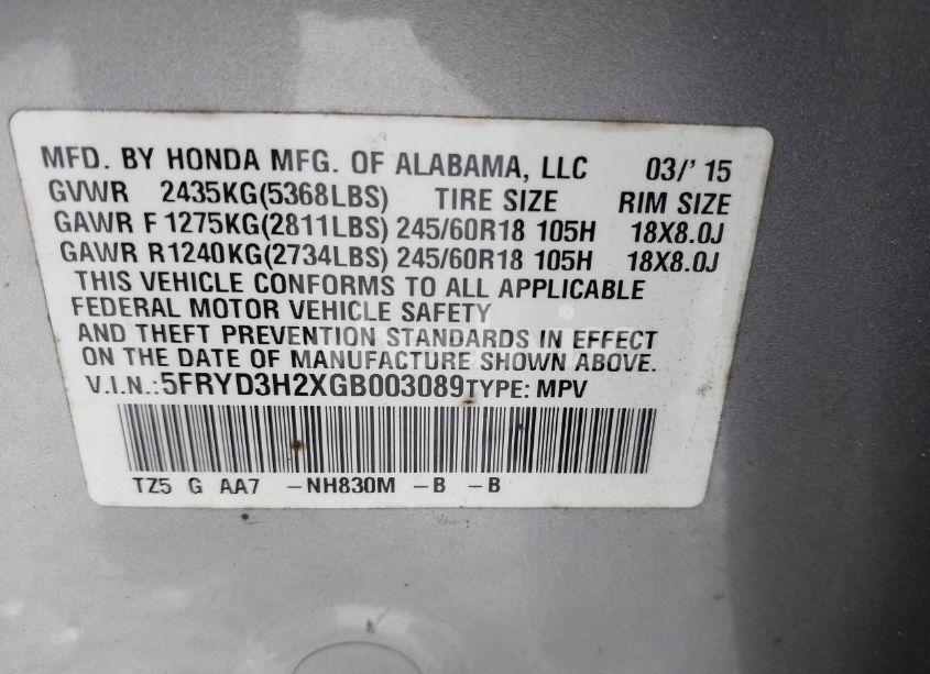 Photo 9 of 2016 Acura Mdx ACURAWATCH PLUS PACKAGE (VIN 5FRYD3H2XGB003089)