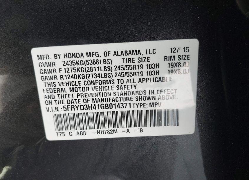 Photo 9 of 2016 Acura Mdx TECHNOLOGY ACURAWATCH PLUS PACKAGES/TECHNOLOGY PACKAGE (VIN 5FRYD3H41GB014371)