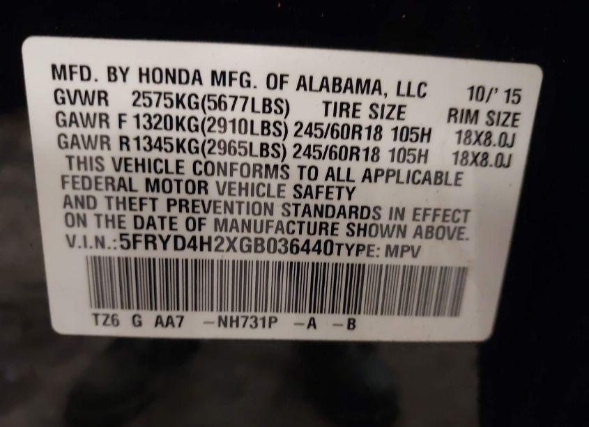 Photo 9 of 2016 Acura Mdx ACURAWATCH PLUS PACKAGE (VIN 5FRYD4H2XGB036440)