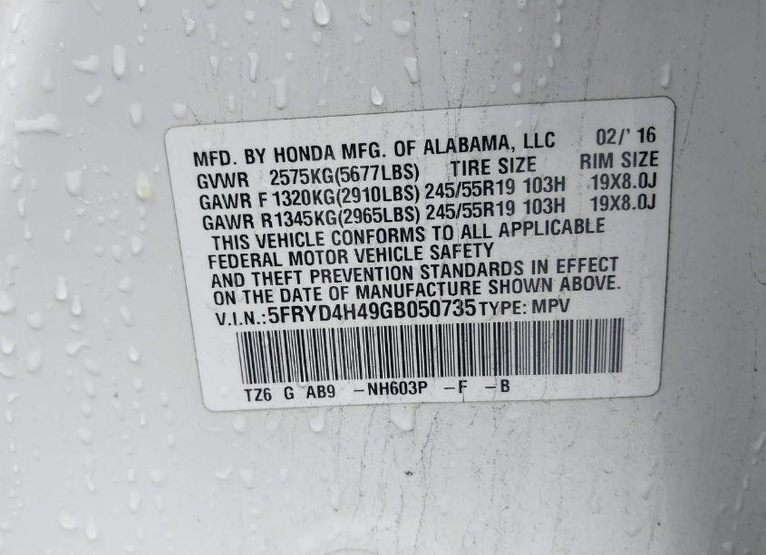 Photo 9 of 2016 Acura Mdx TECHNOLOGY ACURAWATCH PLUS PACKAGES/TECHNOLOGY PACKAGE (VIN 5FRYD4H49GB050735)