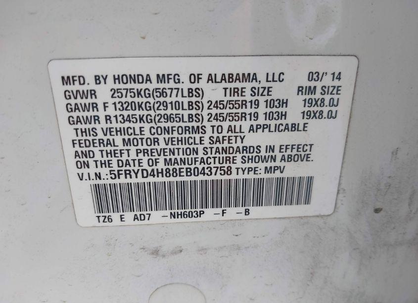 Photo 9 of 2014 Acura Mdx ADVANCE PKG W/ENTERTAINMENT PKG (VIN 5FRYD4H88EB043758)