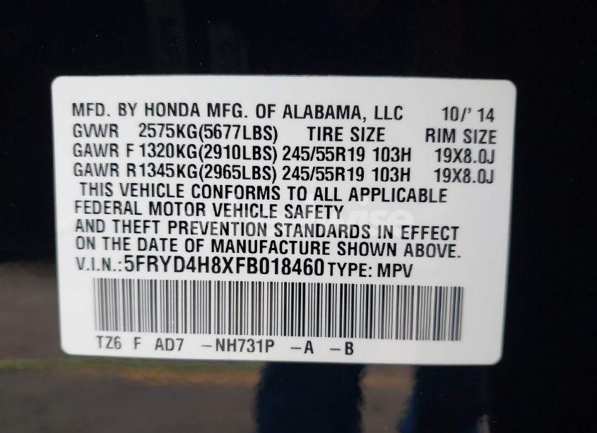 Photo 9 of 2015 Acura Mdx ADVANCE PKG W/ENTERTAINMENT PKG (VIN 5FRYD4H8XFB018460)