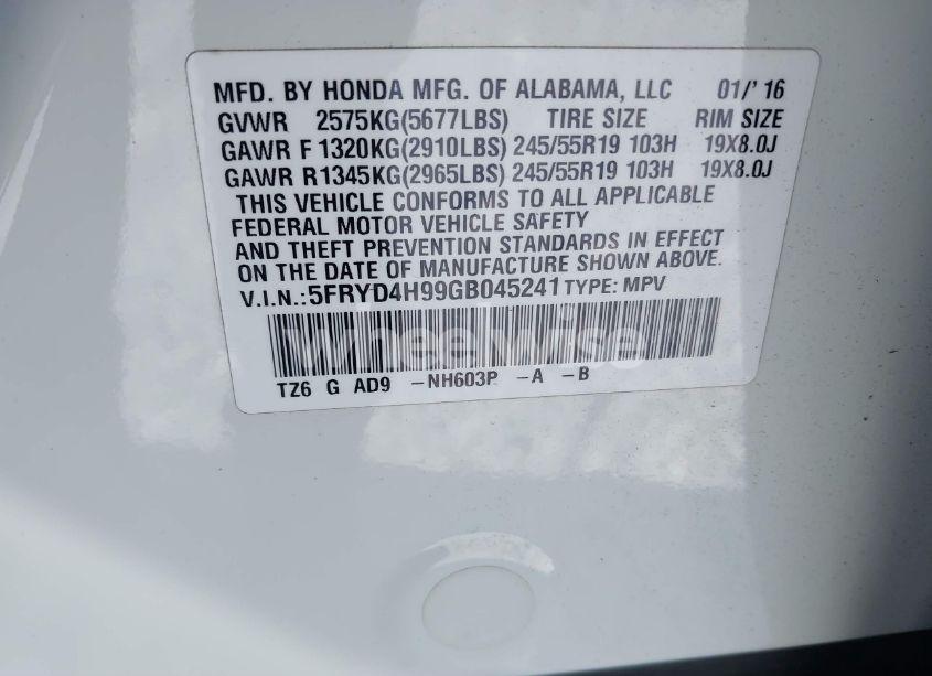 Photo 9 of 2016 Acura Mdx ADVANCE ENTERTAINMENT PACKAGES/ADVANCE PACKAGE (VIN 5FRYD4H99GB045241)