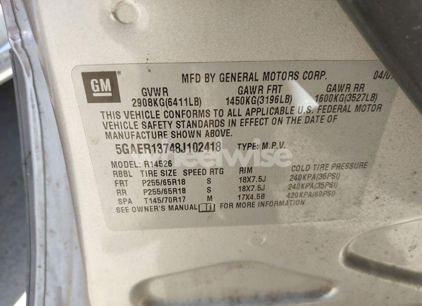 Photo 9 of 2008 Buick Enclave CX (VIN 5GAER13748J102418)