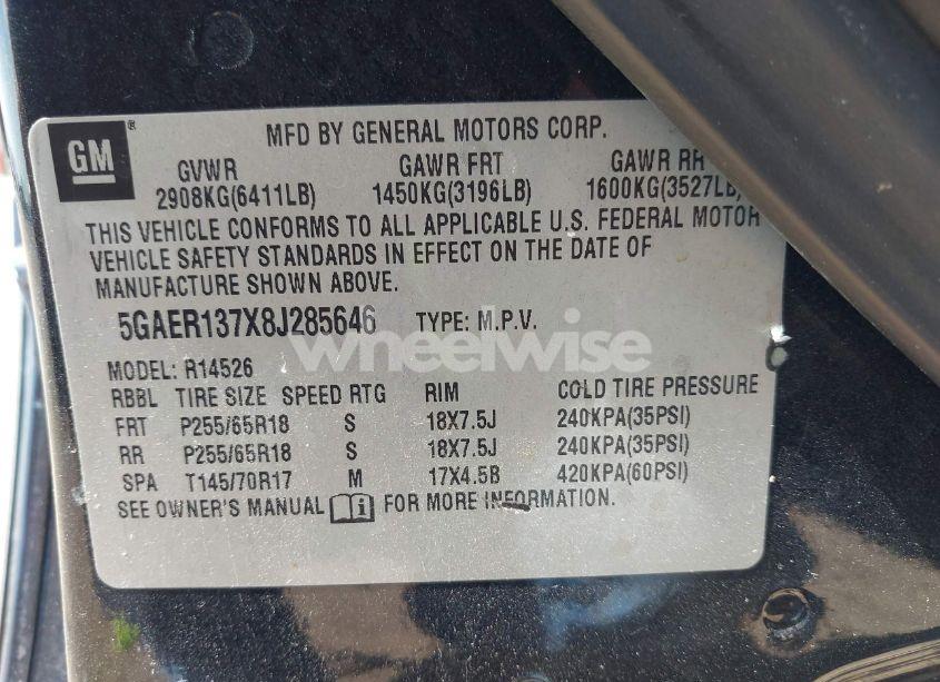 Photo 9 of 2008 Buick Enclave CX (VIN 5GAER137X8J285646)