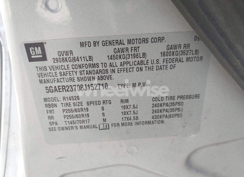 Photo 9 of 2008 Buick Enclave CXL (VIN 5GAER23708J152710)