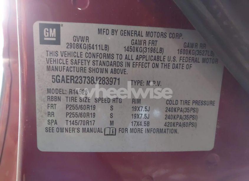 Photo 9 of 2008 Buick Enclave CXL (VIN 5GAER23738J283971)