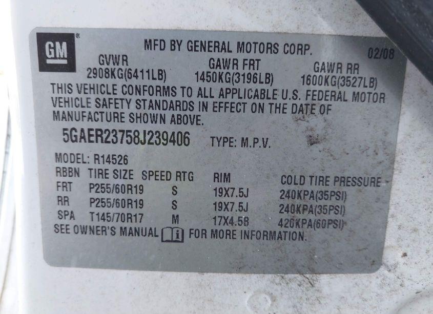 Photo 9 of 2008 Buick Enclave CXL (VIN 5GAER23758J239406)