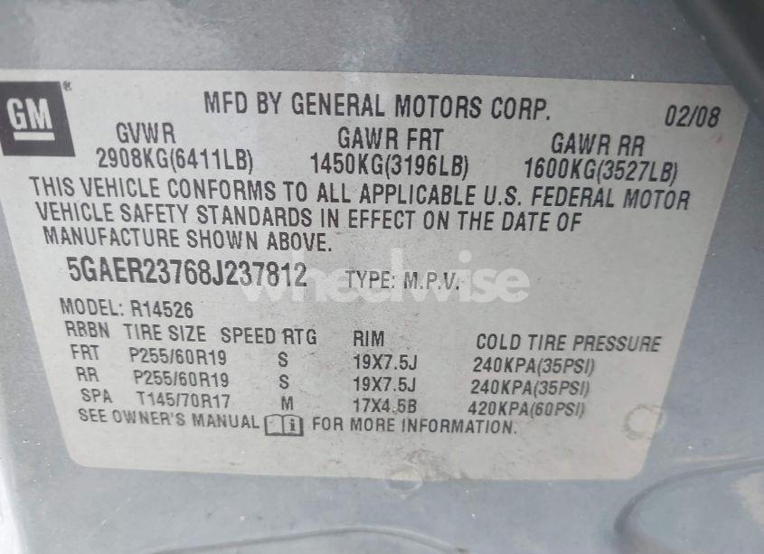 Photo 9 of 2008 Buick Enclave CXL (VIN 5GAER23768J237812)