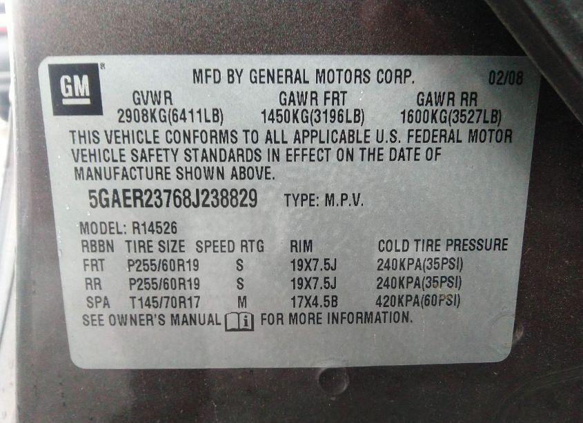 Photo 9 of 2008 Buick Enclave CXL (VIN 5GAER23768J238829)