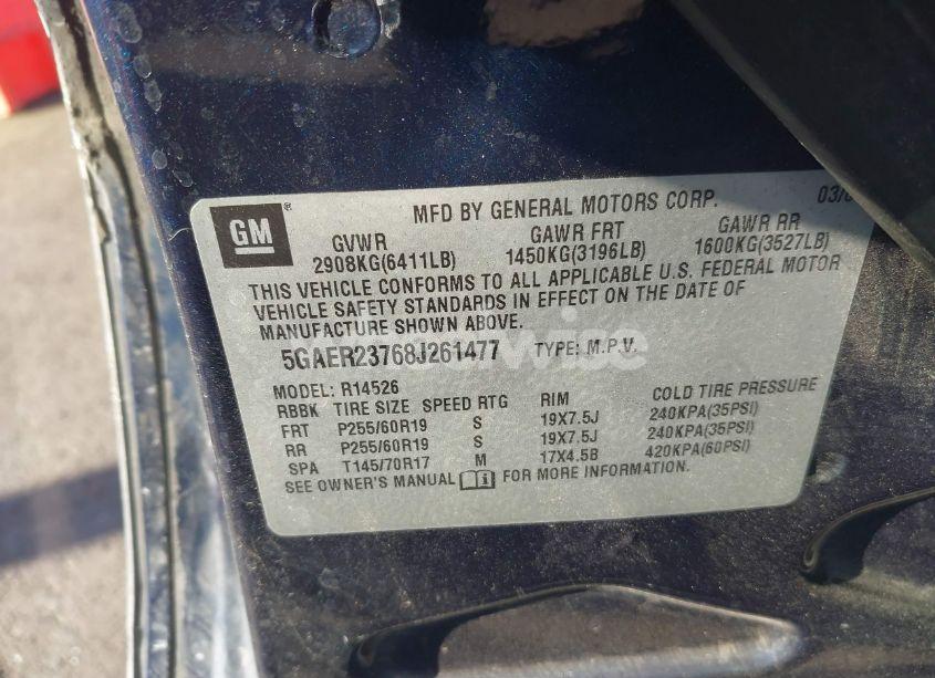 Photo 9 of 2008 Buick Enclave CXL (VIN 5GAER23768J261477)