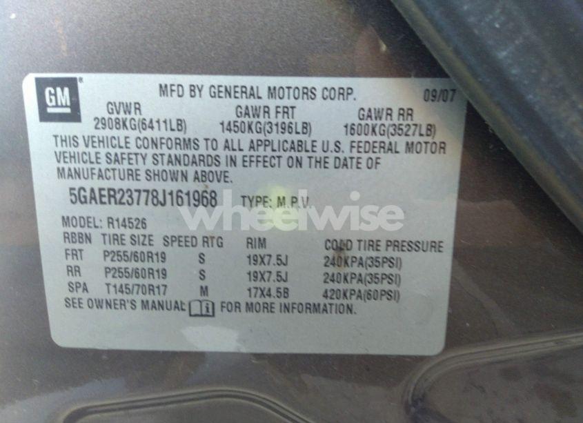 Photo 9 of 2008 Buick Enclave CXL (VIN 5GAER23778J161968)