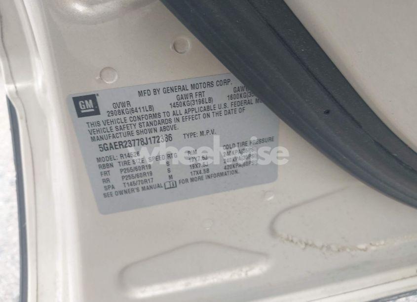 Photo 9 of 2008 Buick Enclave CXL (VIN 5GAER23778J172386)