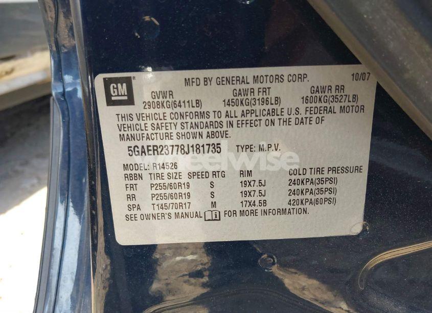 Photo 9 of 2008 Buick Enclave CXL (VIN 5GAER23778J181735)