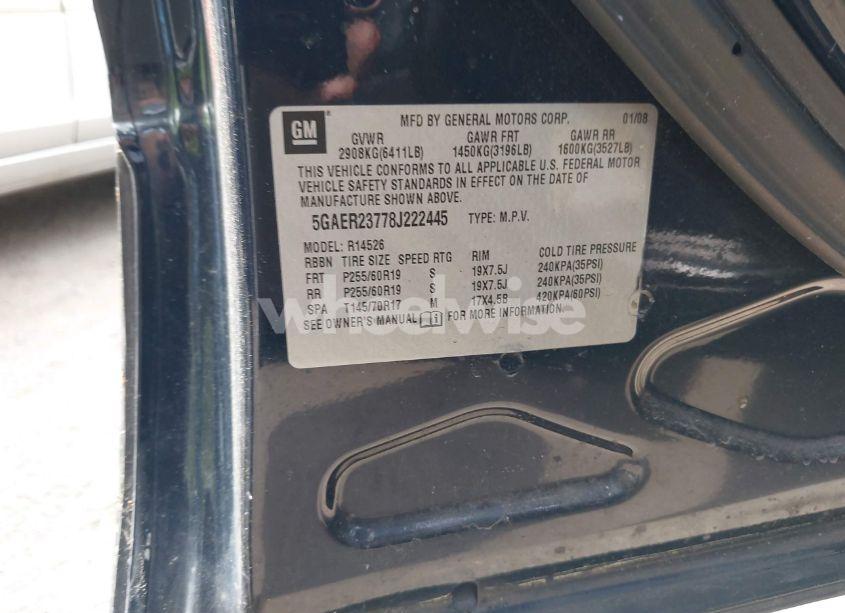 Photo 9 of 2008 Buick Enclave CXL (VIN 5GAER23778J222445)