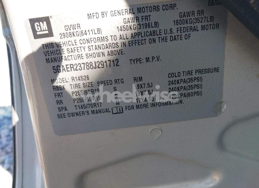 Photo 9 of 2008 Buick Enclave CXL (VIN 5GAER23788J291712)