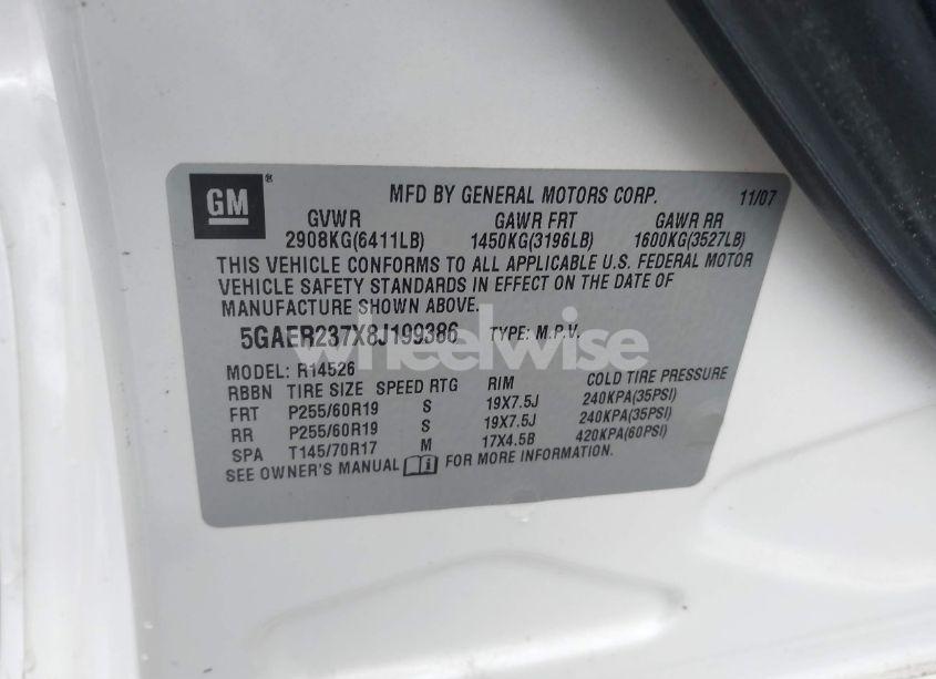 Photo 9 of 2008 Buick Enclave CXL (VIN 5GAER237X8J199386)