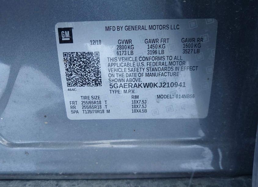 Photo 9 of 2019 Buick Enclave FWD PREFERRED (VIN 5GAERAKW0KJ210941)