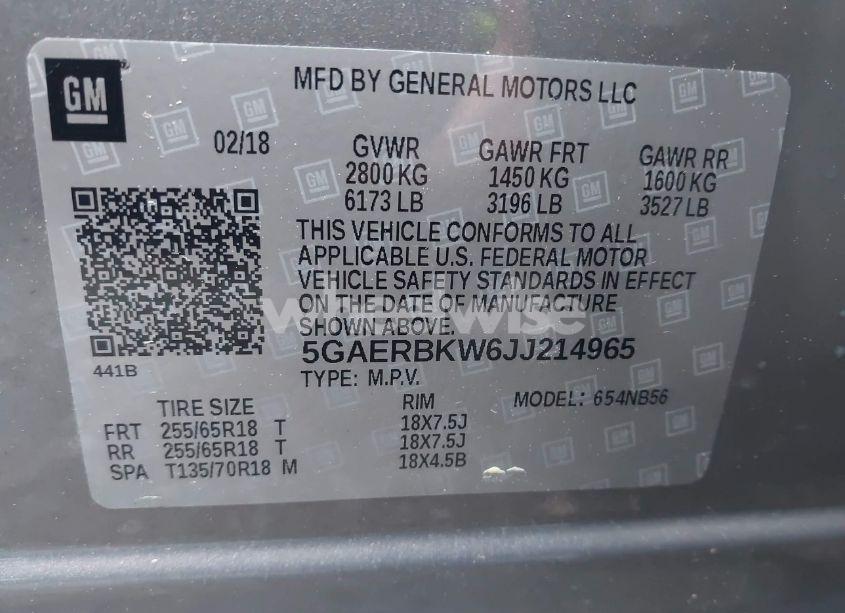 Photo 9 of 2018 Buick Enclave ESSENCE (VIN 5GAERBKW6JJ214965)