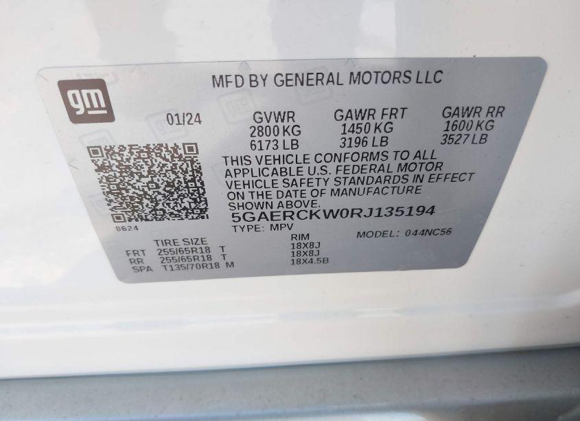 Photo 9 of 2024 Buick Enclave PREMIUM FWD (VIN 5GAERCKW0RJ135194)