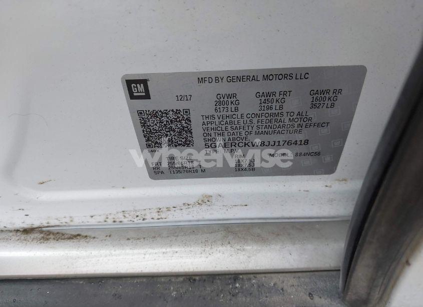 Photo 9 of 2018 Buick Enclave PREMIUM (VIN 5GAERCKW8JJ176418)