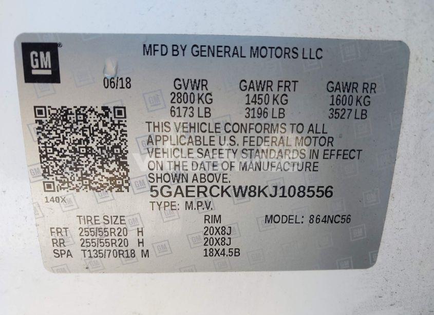 Photo 9 of 2019 Buick Enclave FWD PREMIUM (VIN 5GAERCKW8KJ108556)