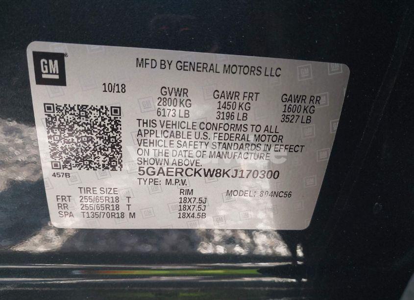 Photo 9 of 2019 Buick Enclave FWD PREMIUM (VIN 5GAERCKW8KJ170300)