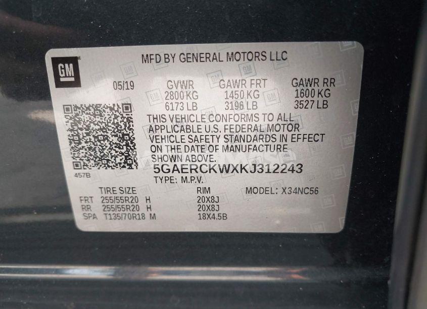 Photo 9 of 2019 Buick Enclave FWD PREMIUM (VIN 5GAERCKWXKJ312243)