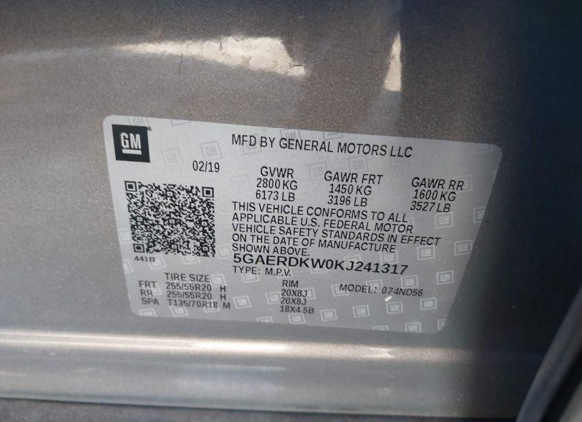 Photo 9 of 2019 Buick Enclave FWD AVENIR (VIN 5GAERDKW0KJ241317)