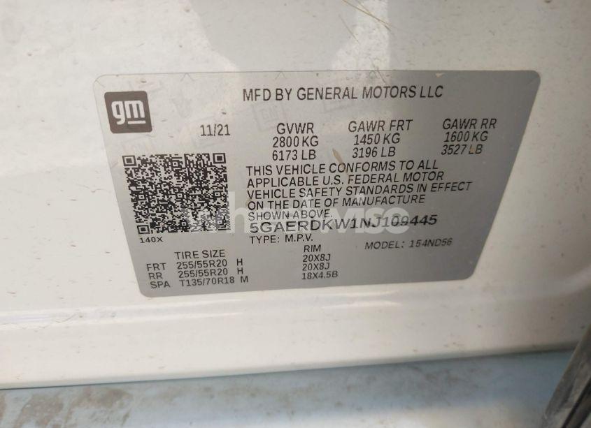 Photo 9 of 2022 Buick Enclave FWD AVENIR (VIN 5GAERDKW1NJ109445)