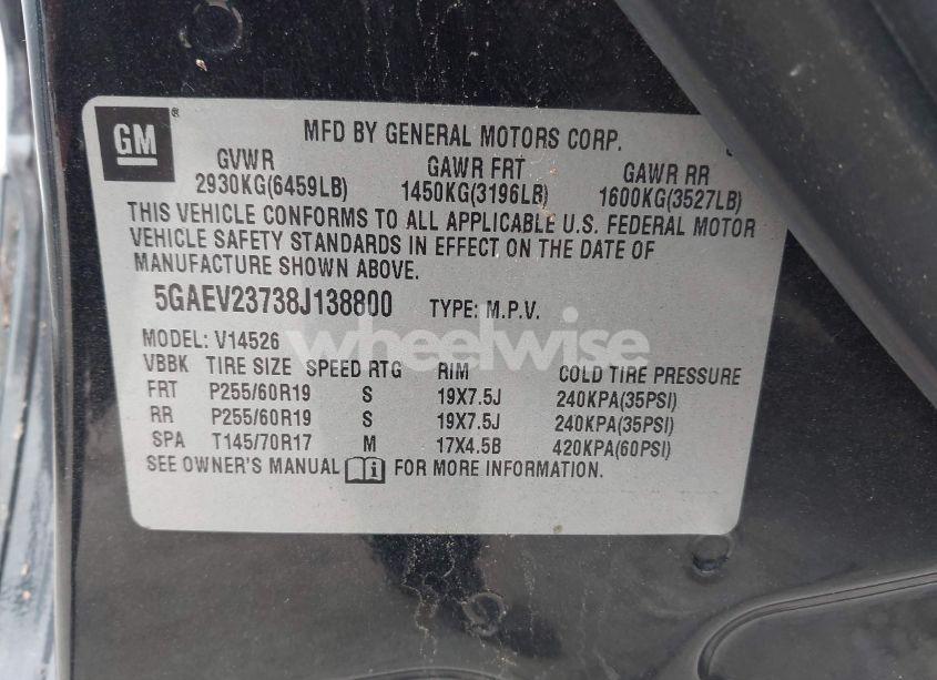 Photo 9 of 2008 Buick Enclave CXL (VIN 5GAEV23738J138800)