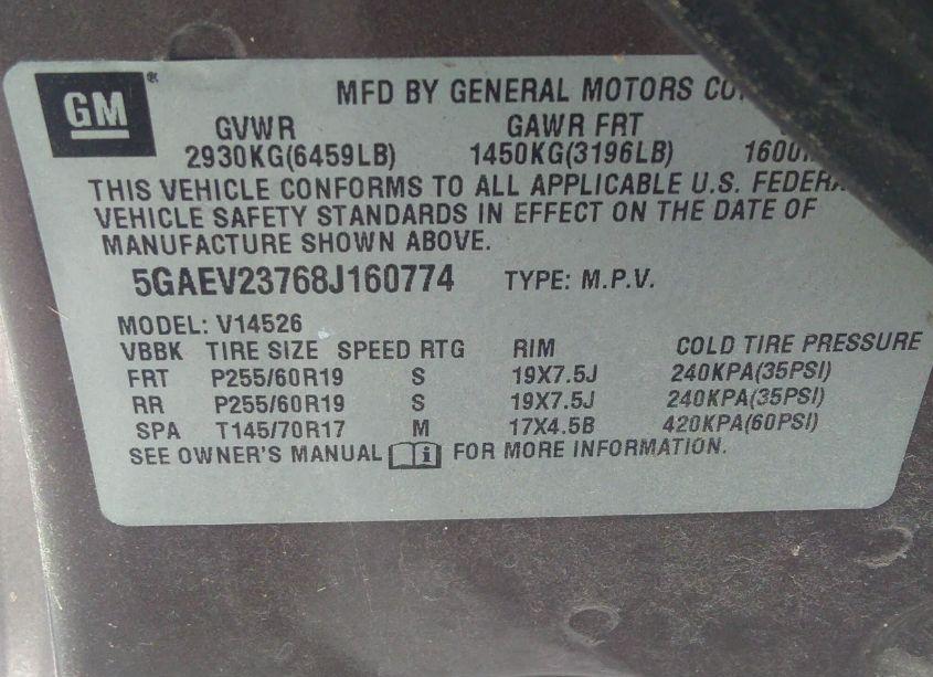 Photo 9 of 2008 Buick Enclave CXL (VIN 5GAEV23768J160774)