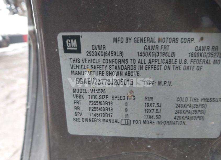 Photo 9 of 2008 Buick Enclave CXL (VIN 5GAEV23778J206015)