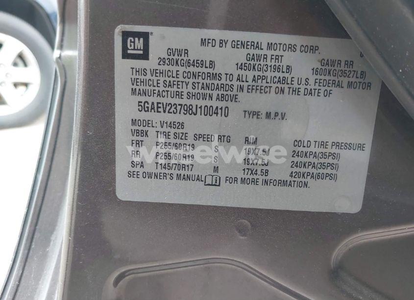 Photo 9 of 2008 Buick Enclave CXL (VIN 5GAEV23798J100410)