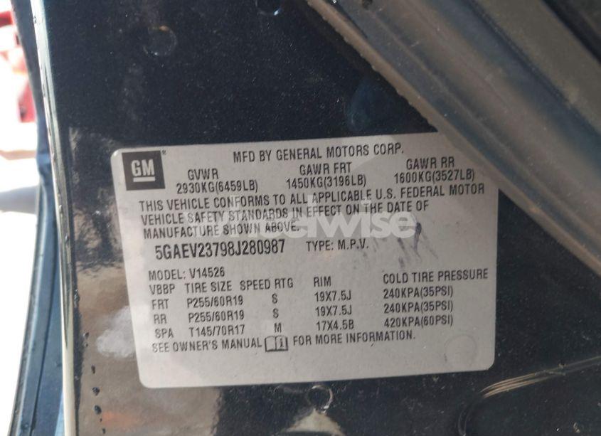 Photo 9 of 2008 Buick Enclave CXL (VIN 5GAEV23798J280987)