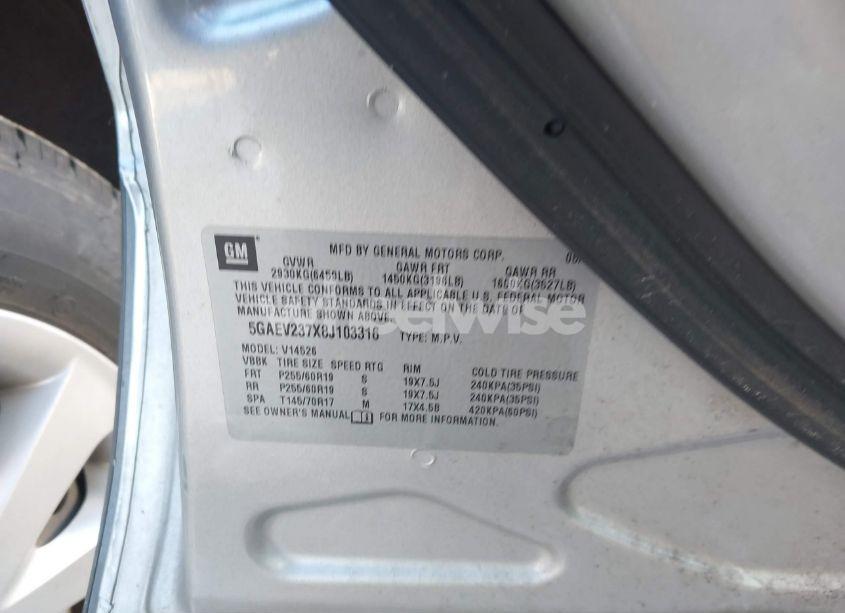 Photo 9 of 2008 Buick Enclave CXL (VIN 5GAEV237X8J103316)