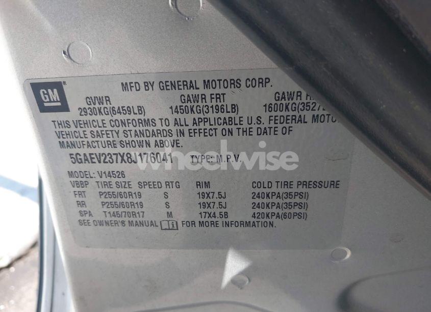 Photo 9 of 2008 Buick Enclave CXL (VIN 5GAEV237X8J176041)