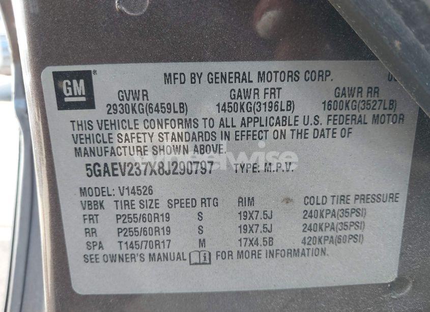 Photo 9 of 2008 Buick Enclave CXL (VIN 5GAEV237X8J290797)