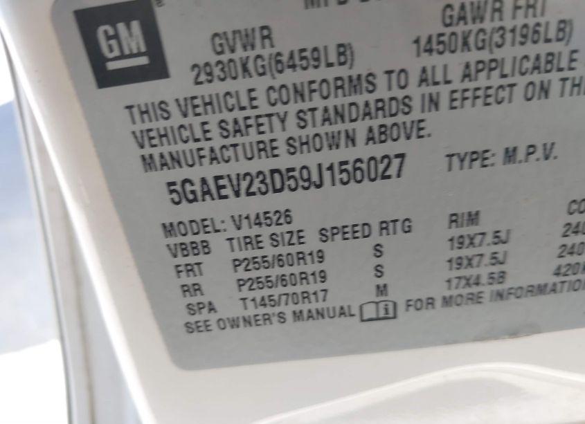Photo 9 of 2009 Buick Enclave CXL (VIN 5GAEV23D59J156027)